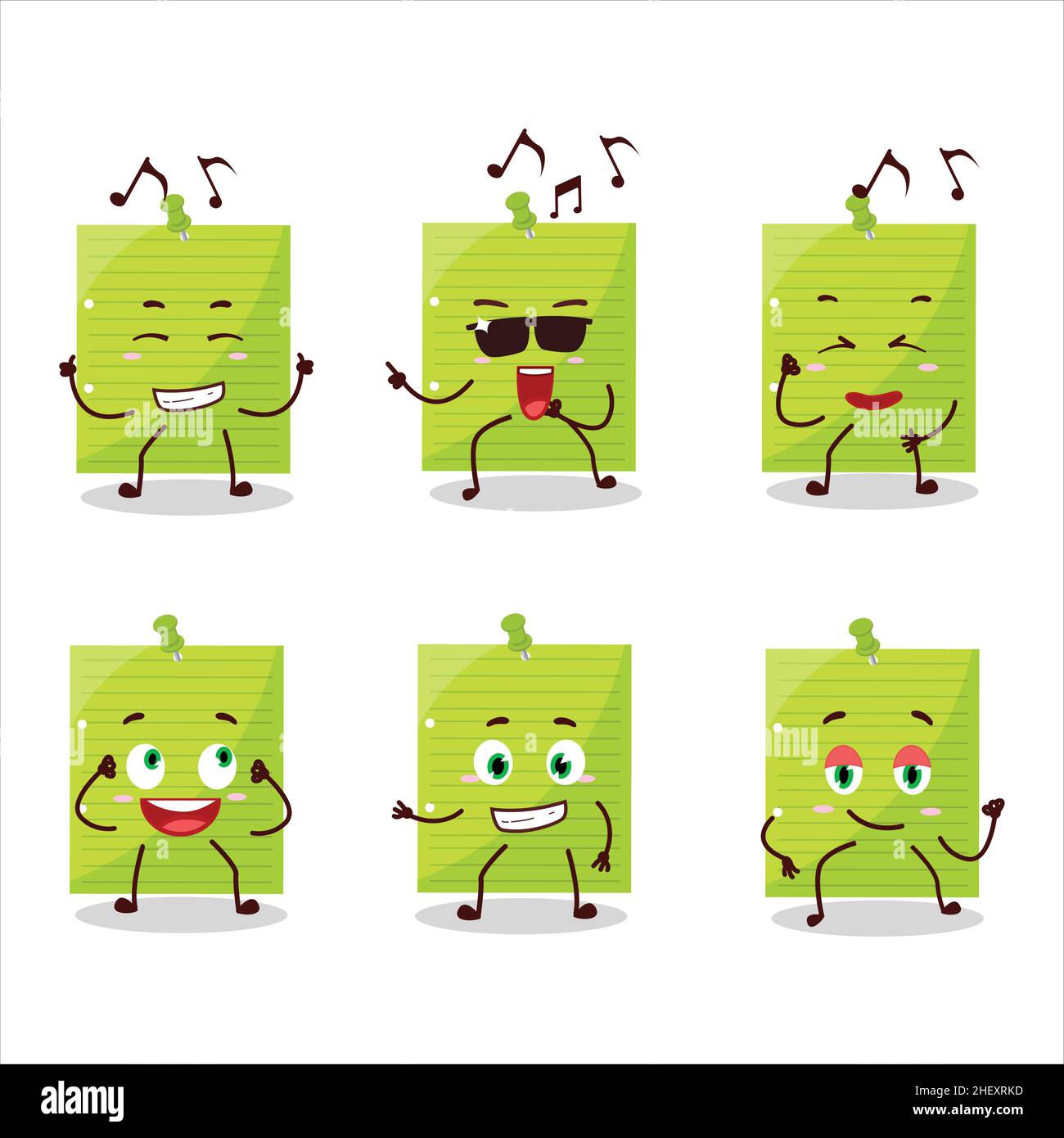 An image of green sticky notes dancer cartoon character enjoying the ...