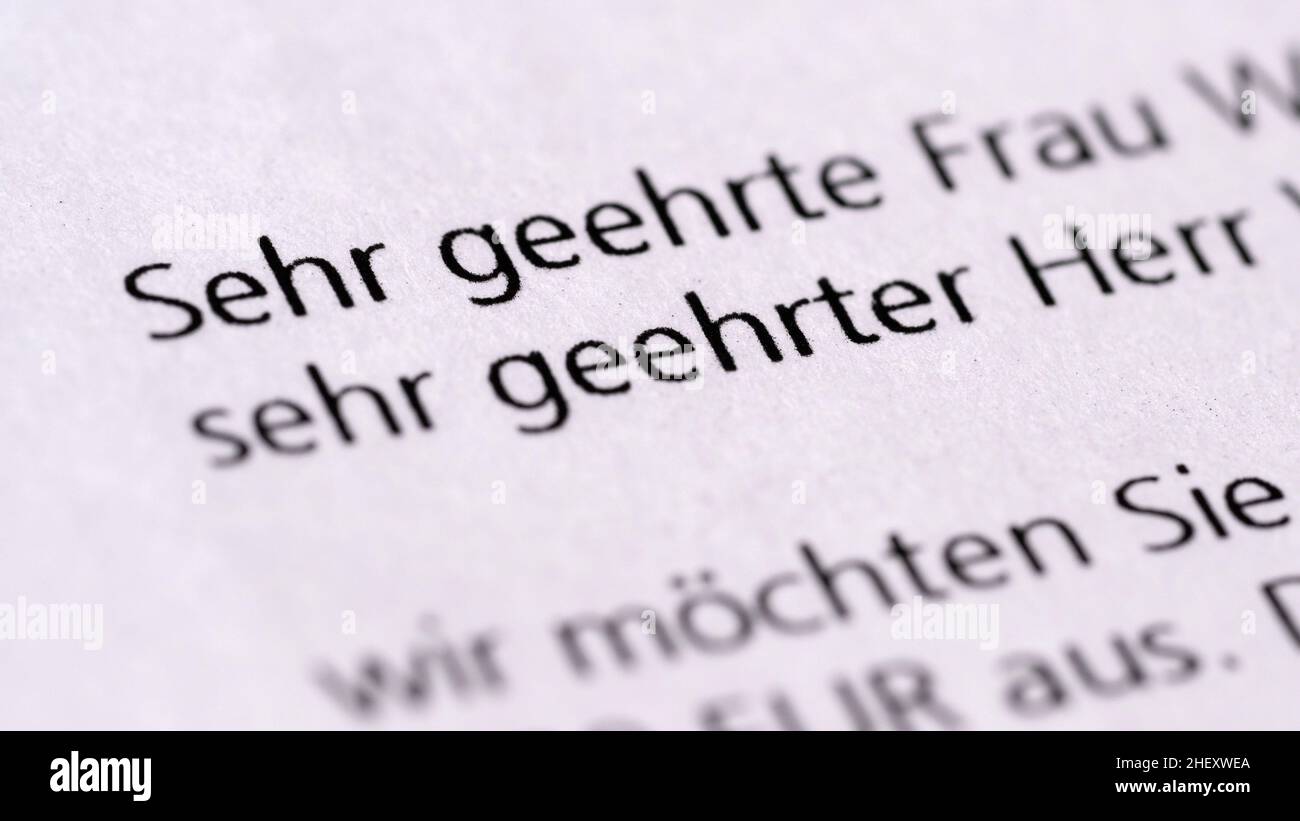 Stuttgart, Germany. 13th Jan, 2021. The greeting 'Dear Madam, Dear Sir' is the form of address on a business letter from a bank. (to dpa: 'From Sincerely yours to LG: The business letter is getting looser ') Credit: Bernd Weißbrod/dpa/Alamy Live News Stock Photo