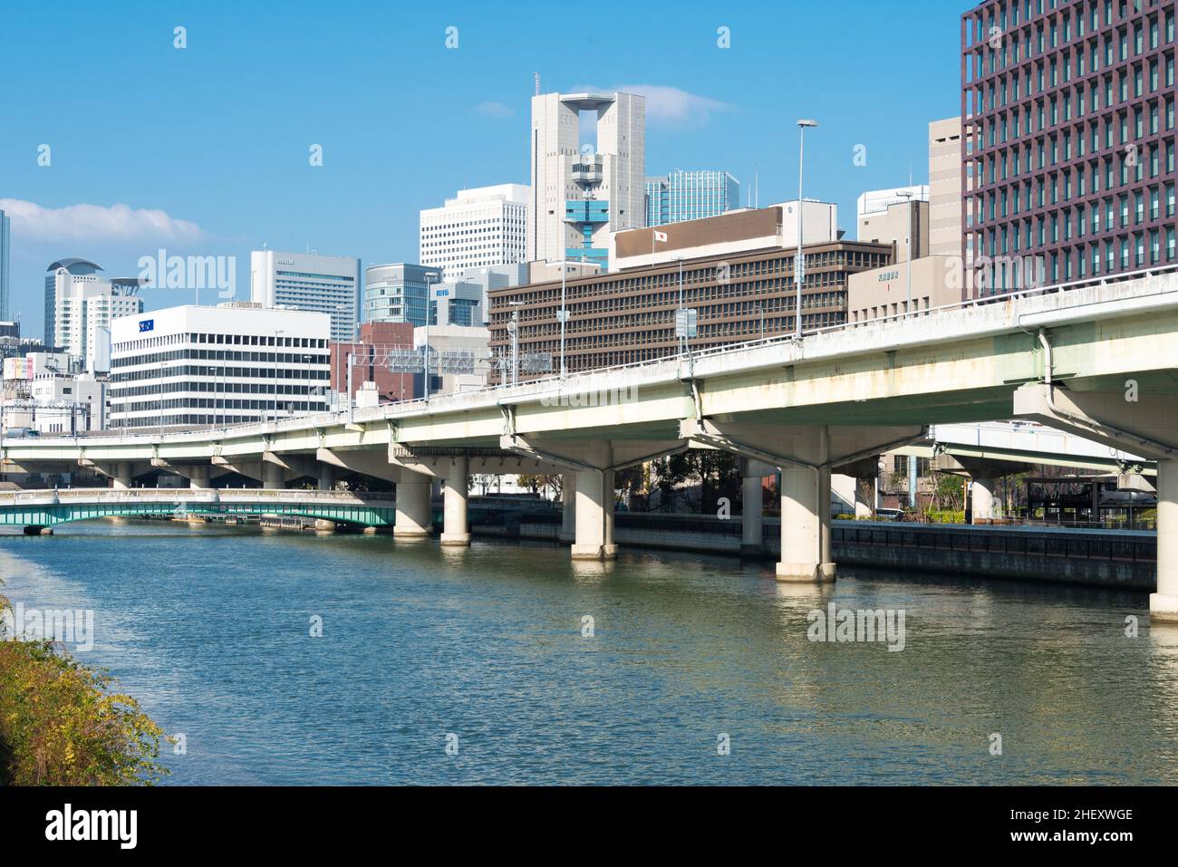 Osaka, Japan - Jan 03 2022- Dojima River (Kyu-Yodo River) view from ...