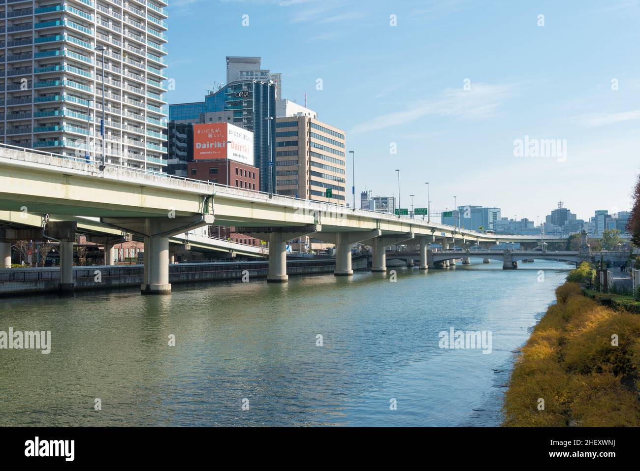 Osaka, Japan - Jan 03 2022- Dojima River (Kyu-Yodo River) view from ...