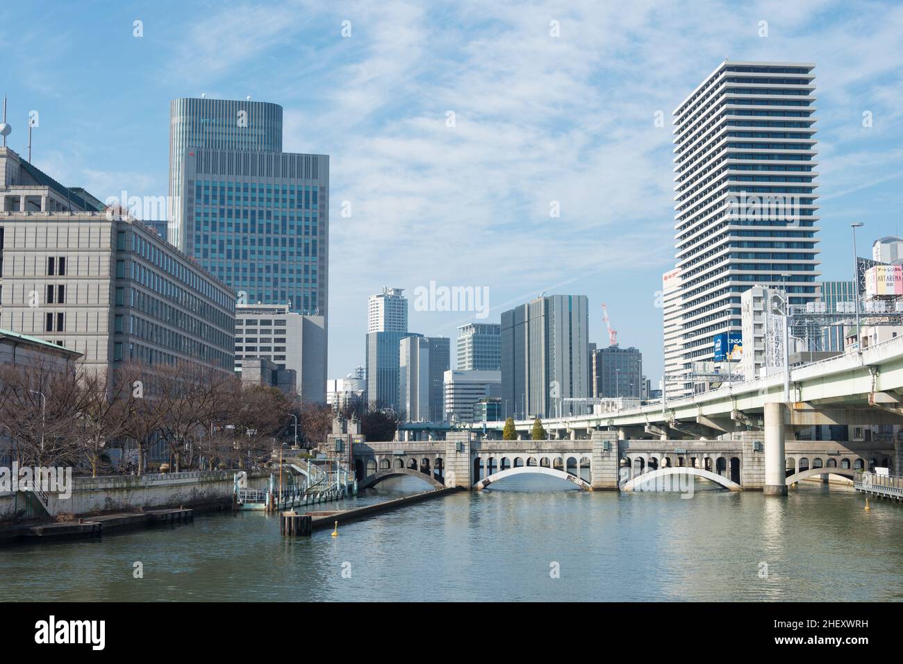 Osaka, Japan - Jan 03 2022- Dojima River (Kyu-Yodo River) view from ...