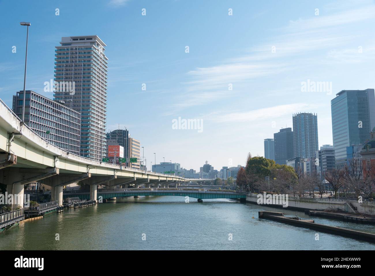 Osaka, Japan - Jan 03 2022- Dojima River (Kyu-Yodo River) view from ...