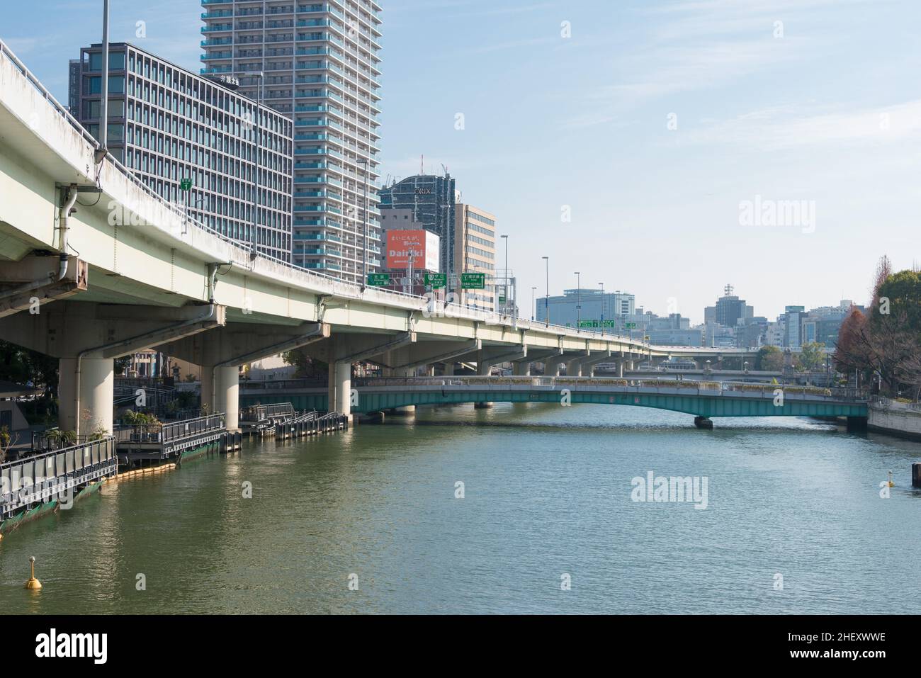 Osaka, Japan - Jan 03 2022- Dojima River (Kyu-Yodo River) view from ...