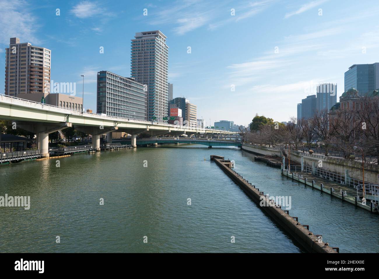 Osaka, Japan - Jan 03 2022- Dojima River (Kyu-Yodo River) view from ...