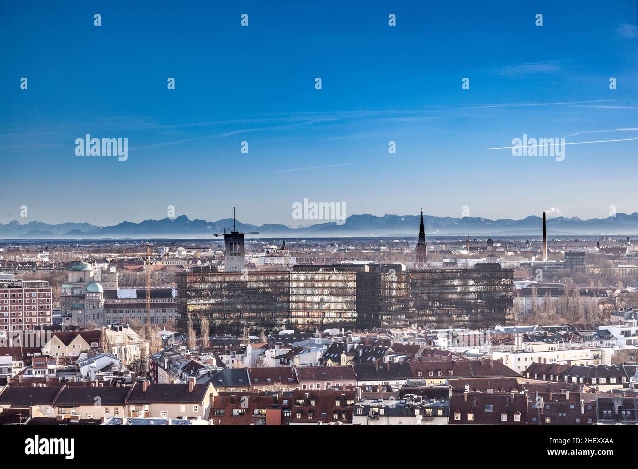 aerial of Munich in beautiful weather with alps view Stock Photo Alamy