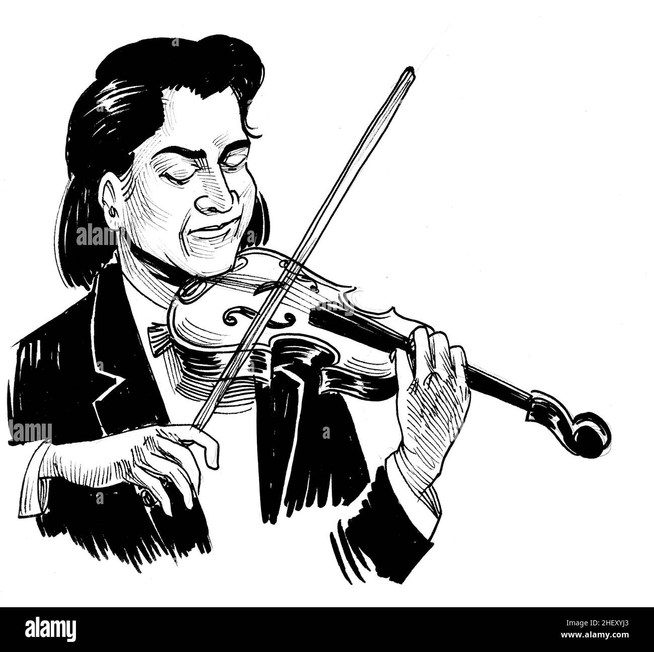 Violin cartoon illustration Black and White Stock Photos & Images Alamy