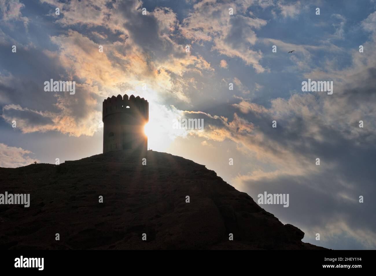 Low angle of fortress against sky during sunset Stock Photo