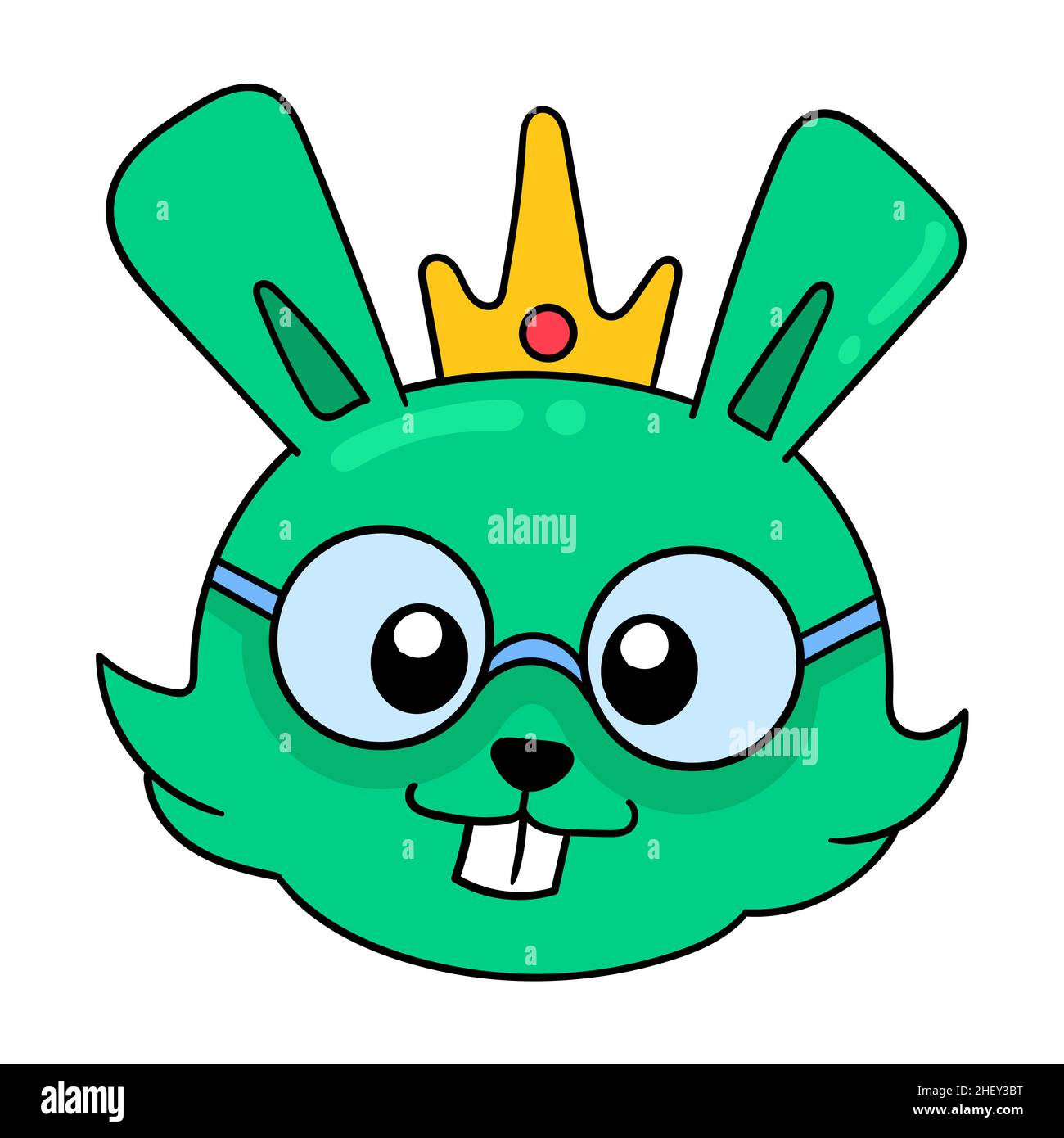 nerdy faced female rabbit head smiling, vector illustration carton ...