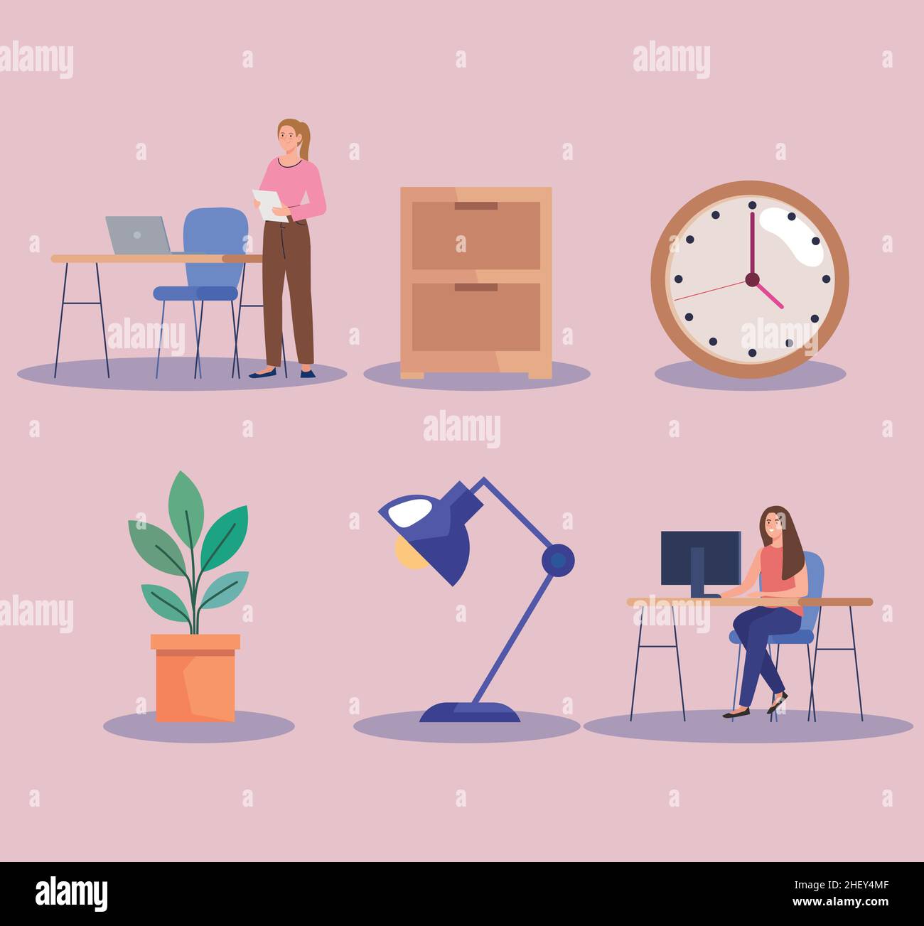 businesswomen and office icons Stock Vector Image & Art - Alamy