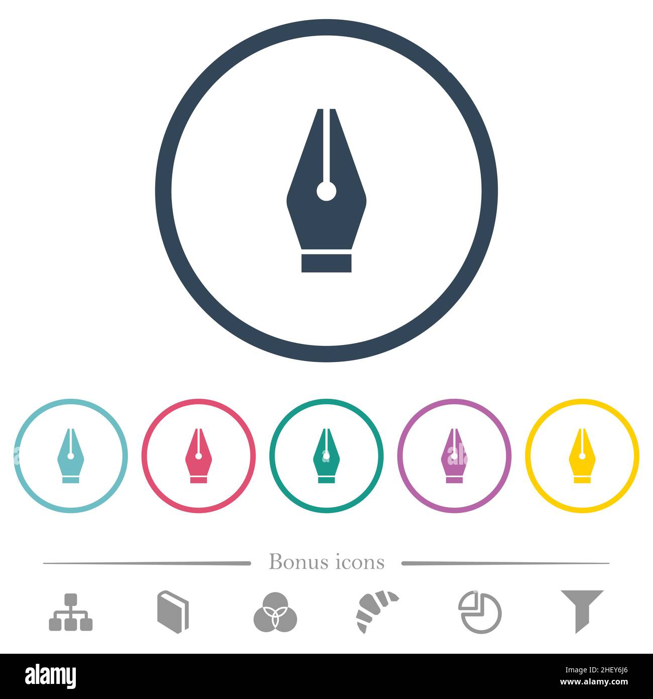 Vector pen tool flat color icons in round outlines. 6 bonus icons ...