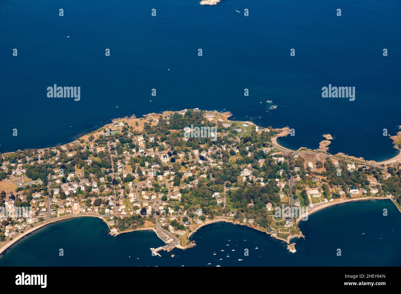 aerial view of Nahant island near Boston, Massachussets in the atlantic ...