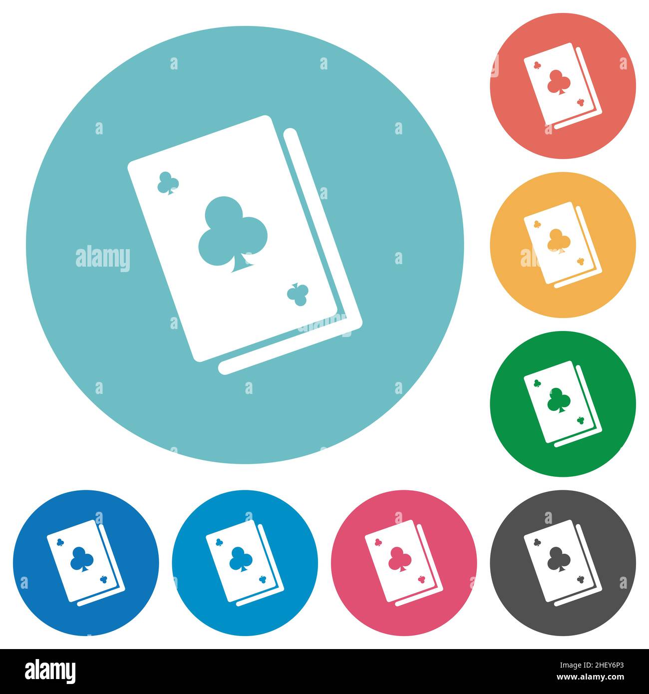 Card game solid flat white icons on round color backgrounds Stock ...