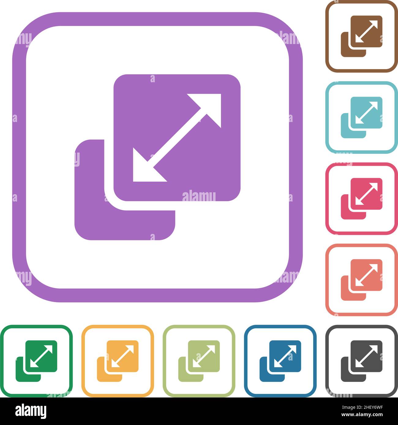 Resize element solid simple icons in color rounded square frames on ...