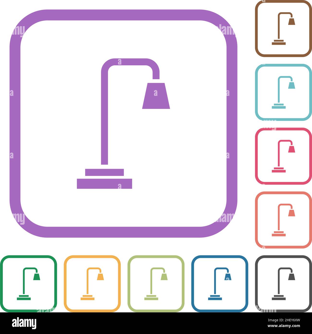 Street lamp simple icons in color rounded square frames on white ...