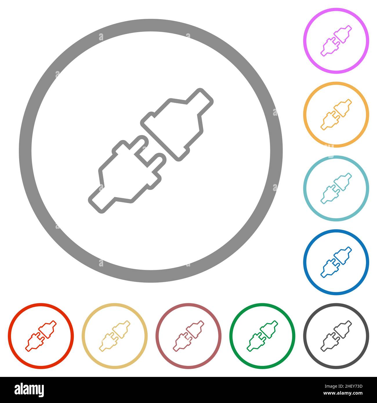 Unplugged power connectors outline flat color icons in round outlines ...