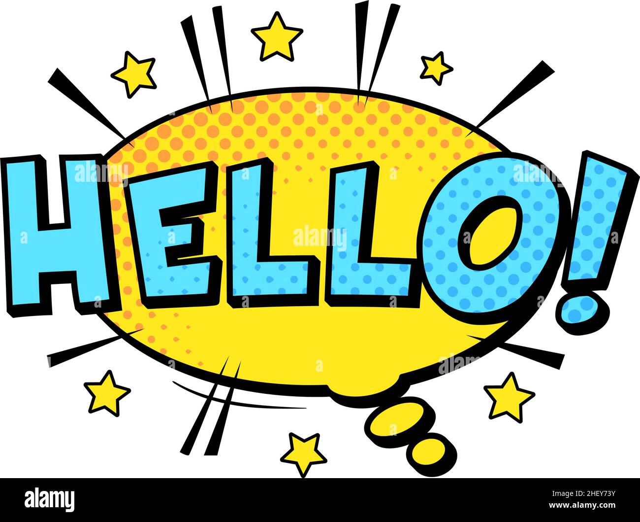 Hello phrase in cartoon style pop art Stock Vector