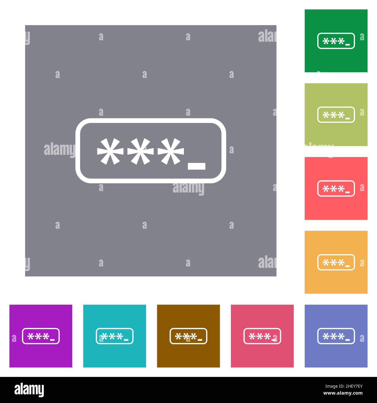 PIN code outline flat icons on simple color square backgrounds Stock Vector