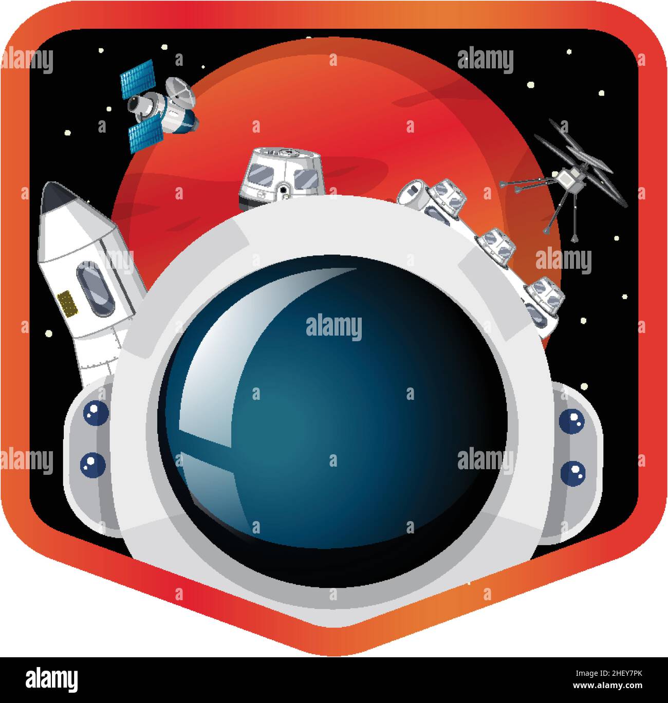 Astronaut in the space badge on white background illustration Stock ...