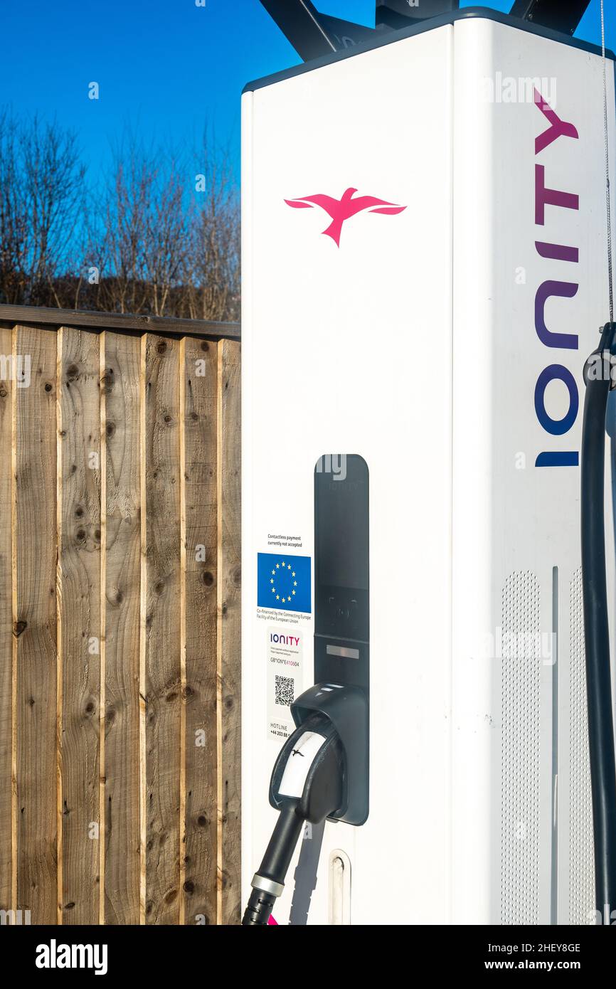 Ionity ultra rapid 350kw electric car charging point. Fast EV charger