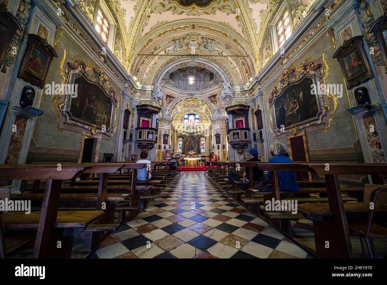 Inside the Santuario della SS Pietà, a pilgrimage church at Lake Maggiore. Stock Photo