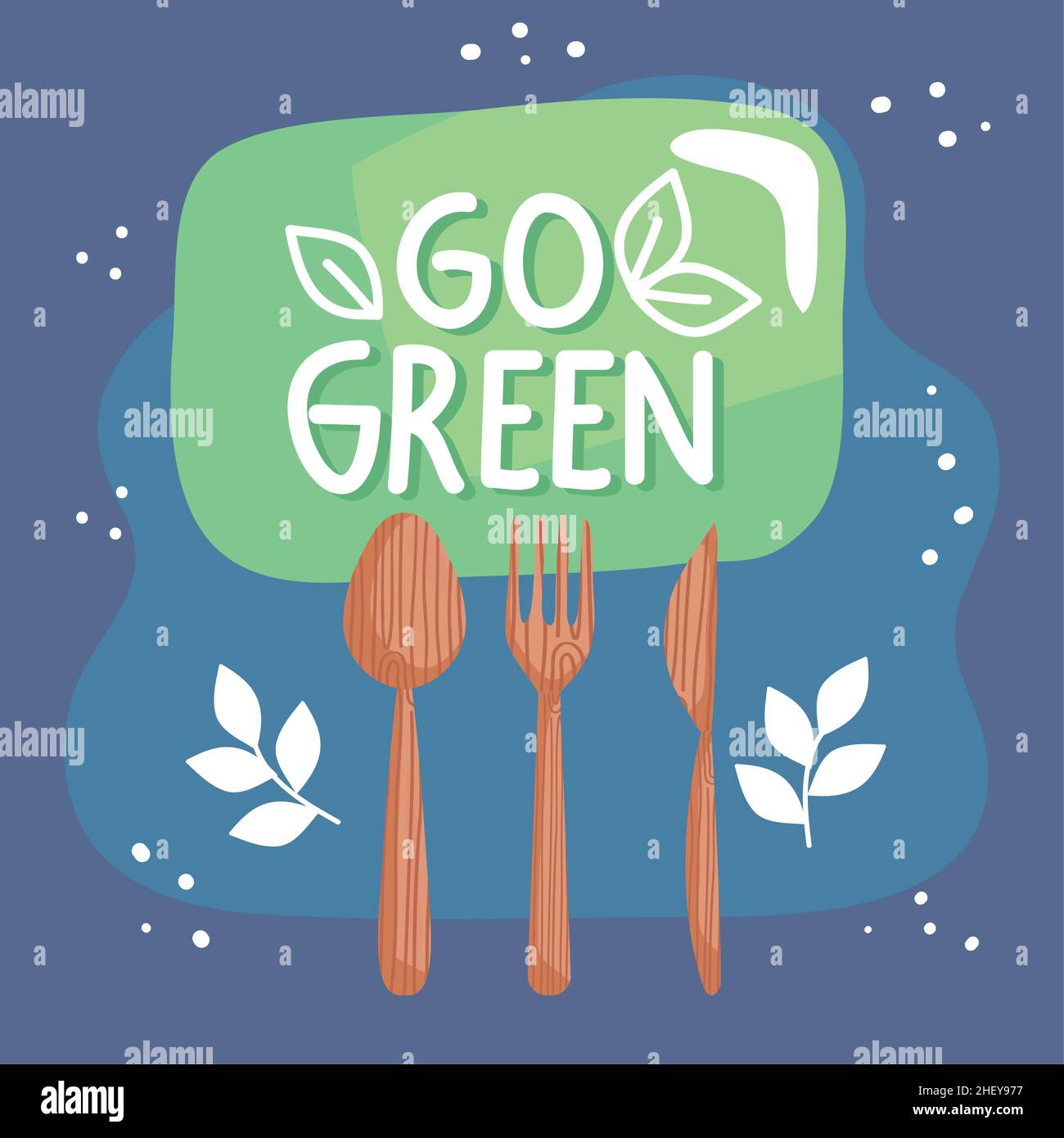 go green cutleries Stock Vector