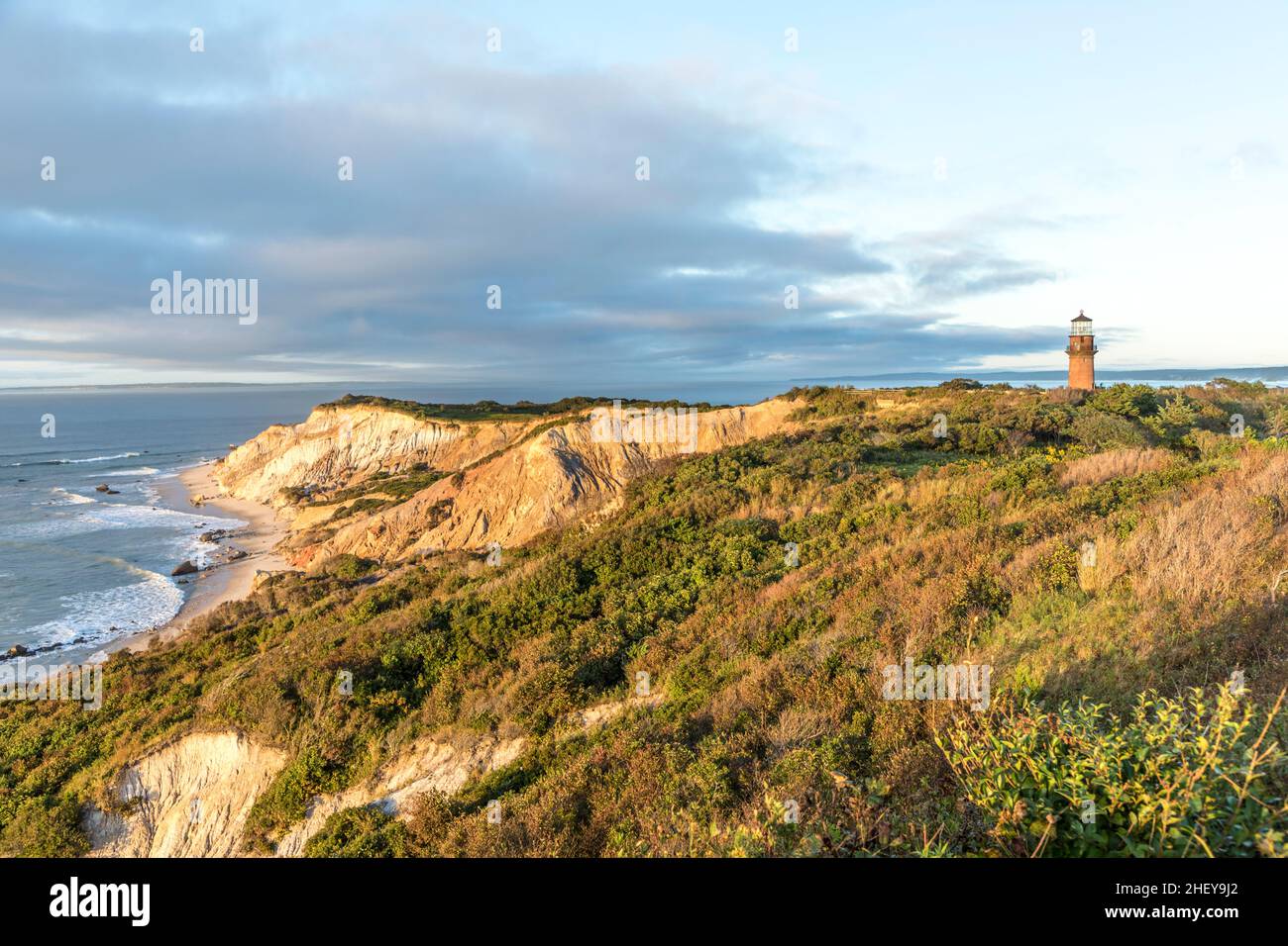 Gay Head Lighthouse and Gay Head cliffs of clay at the westernmost ...