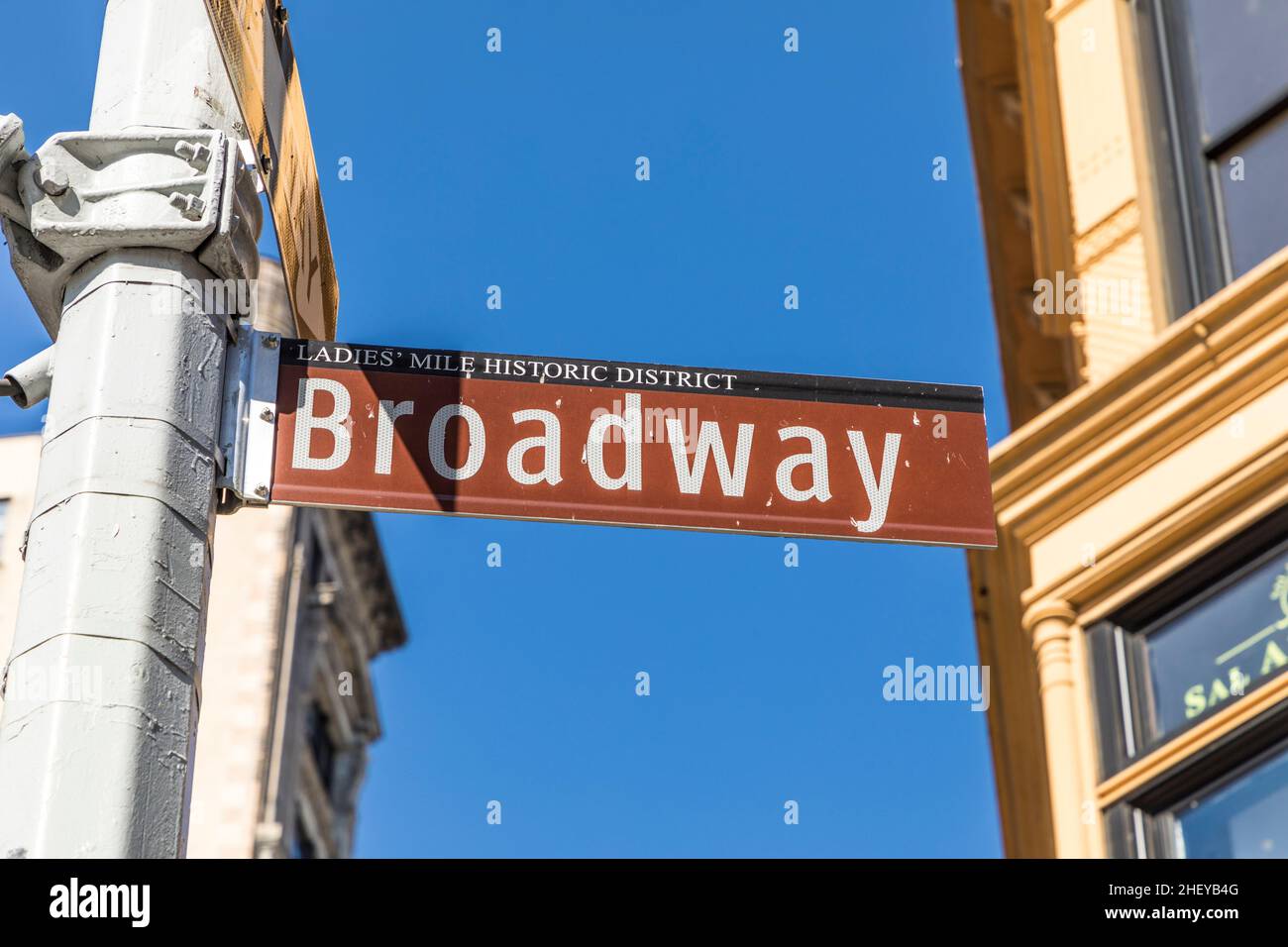 street sign Broadway downtown New York Stock Photo - Alamy