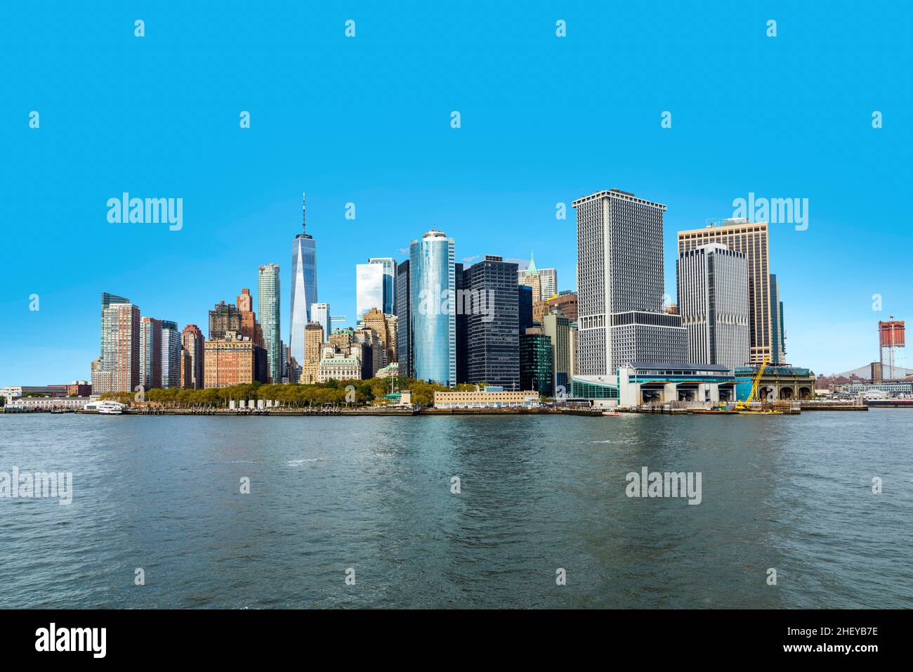 skyline of New York from river Hudson Stock Photo - Alamy