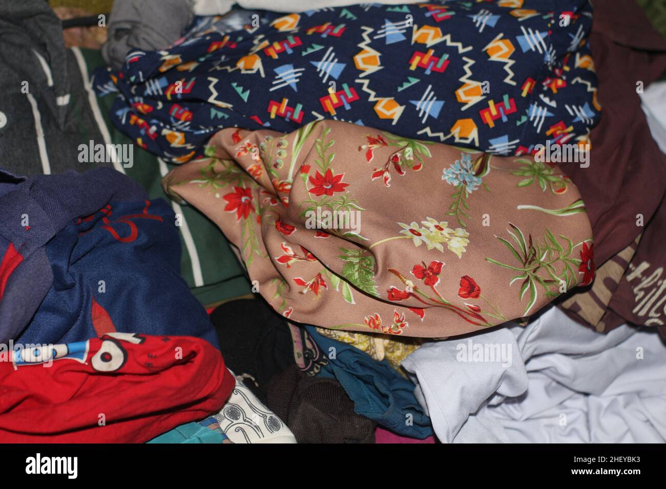 Collection of used clothes used for donations to disaster victims Stock