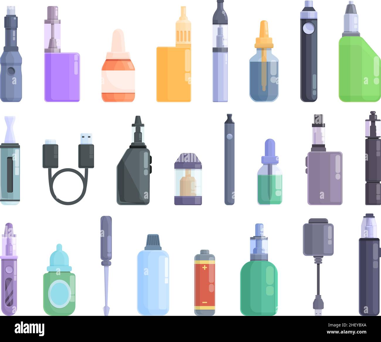 E-cigarette accessories icons set cartoon vector. Liquid cotton. Pincers  vape Stock Vector Image & Art - Alamy