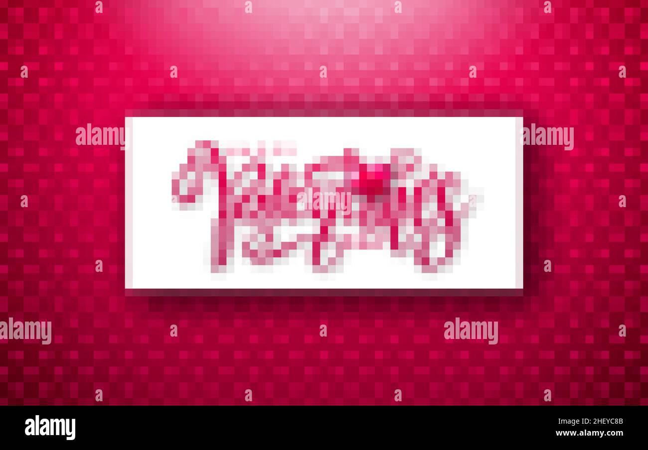 Happy Valentines Day Design with Heart and Typography Letter on Red ...