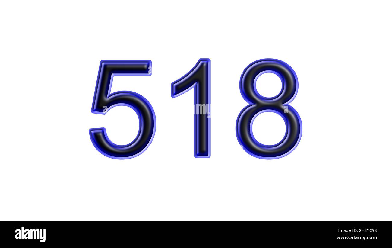 blue 518 number 3d effect white background Stock Photo