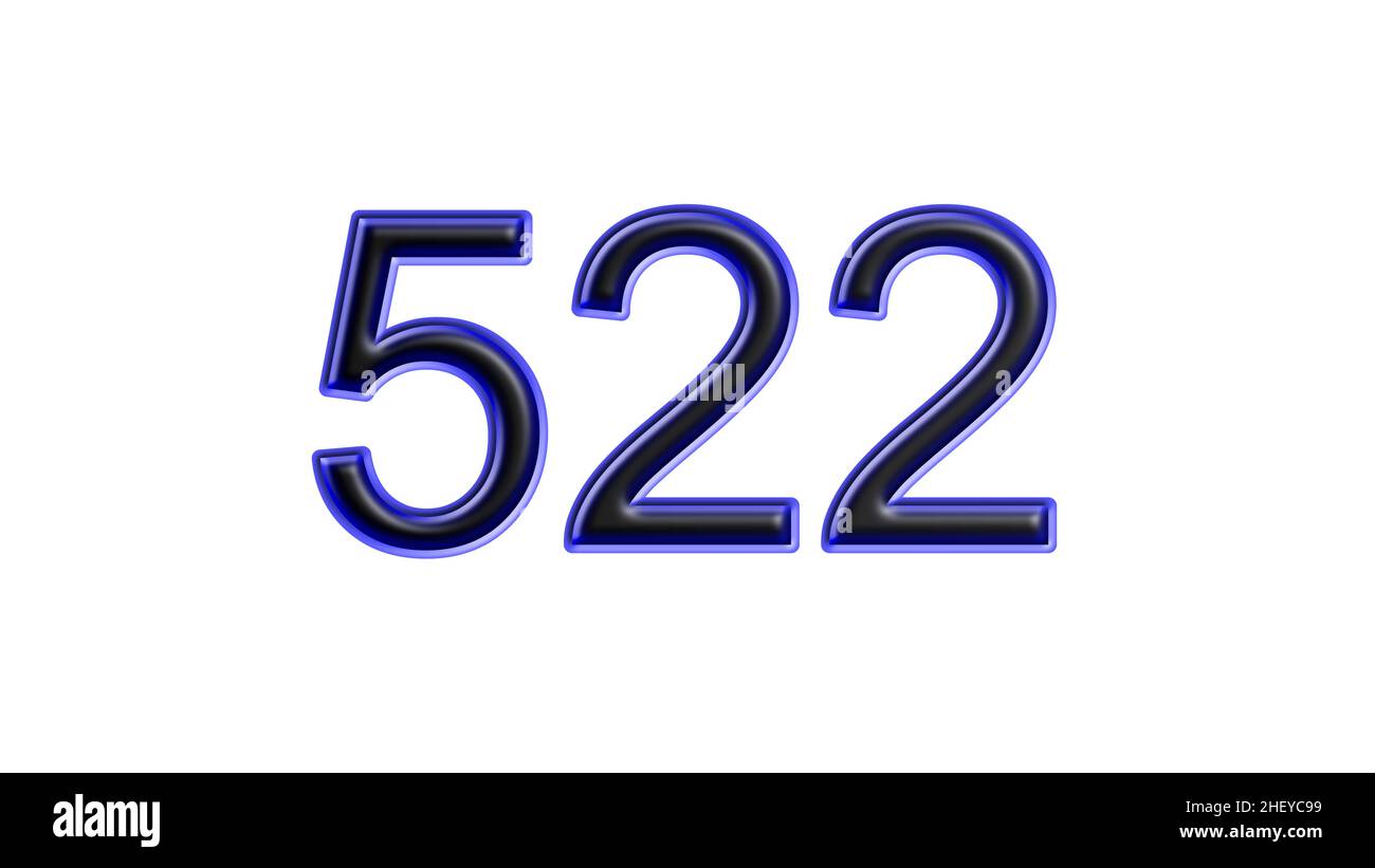 blue 522 number 3d effect white background Stock Photo