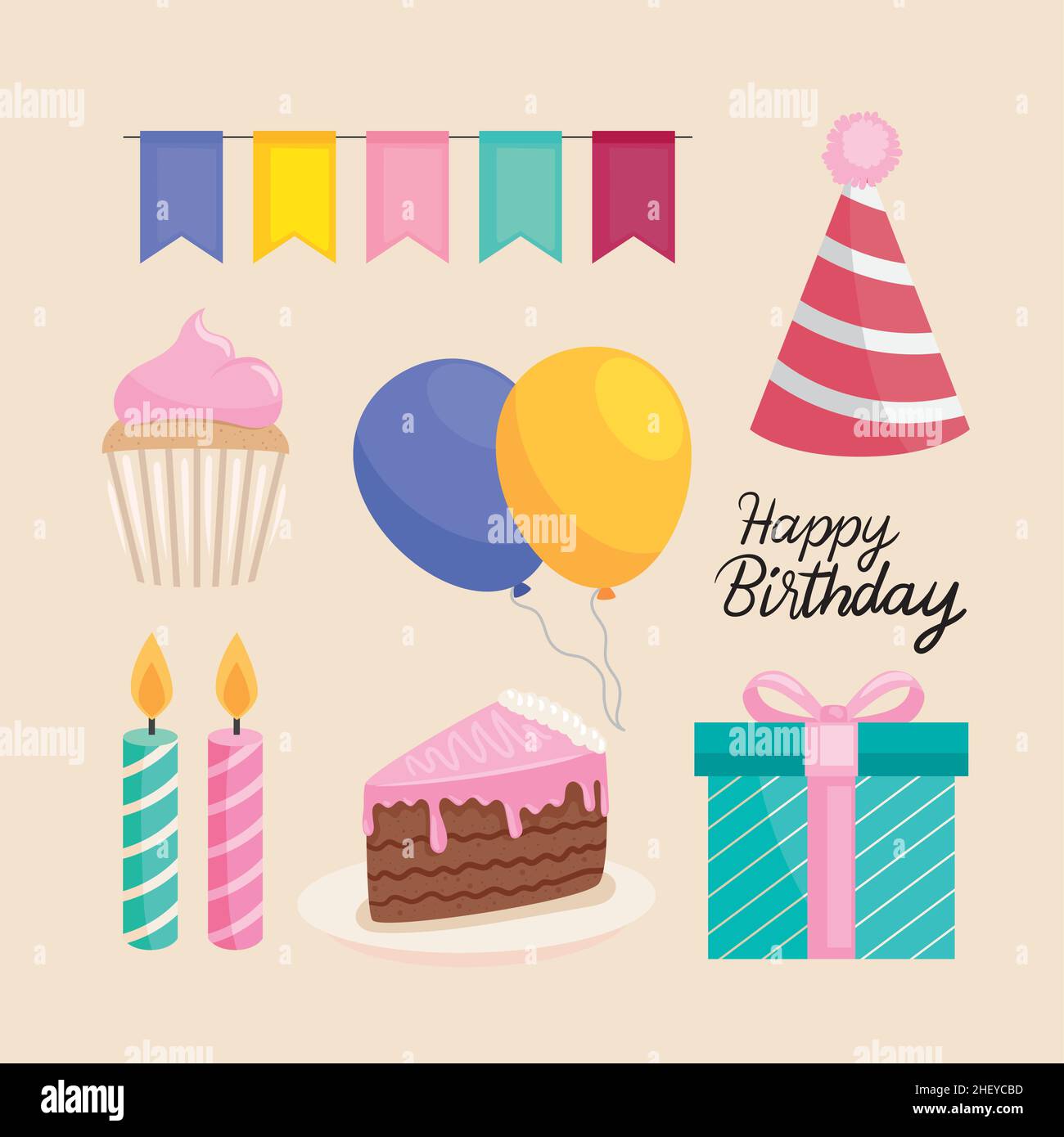 happy birthday decoration Stock Vector Image & Art - Alamy