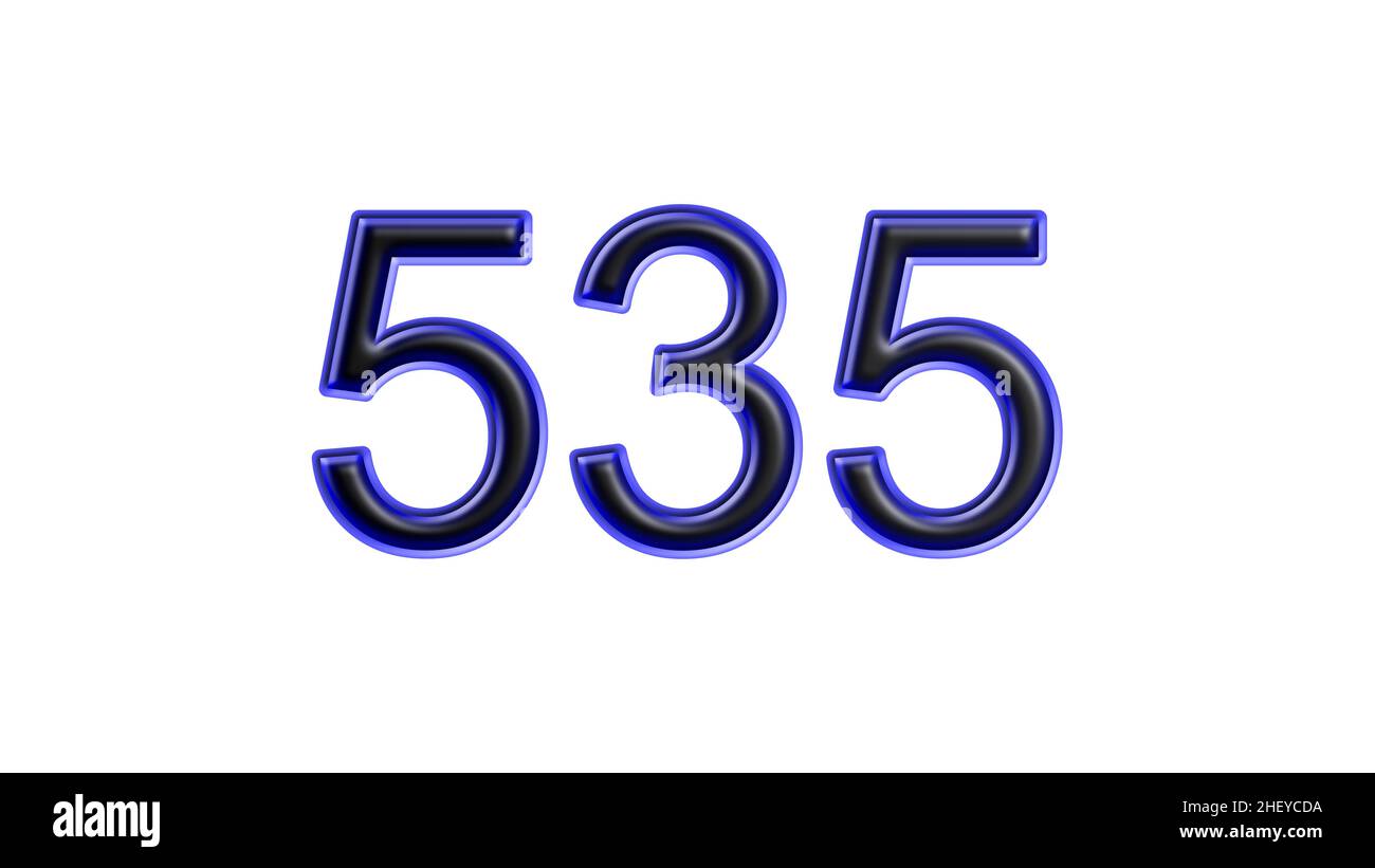 Blue 535 number 3d effect white background stock photo alamy