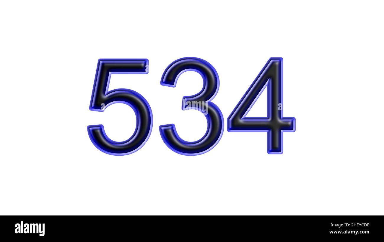 blue 534 number 3d effect white background Stock Photo