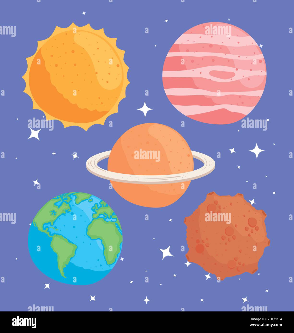 five universe and space icons Stock Vector