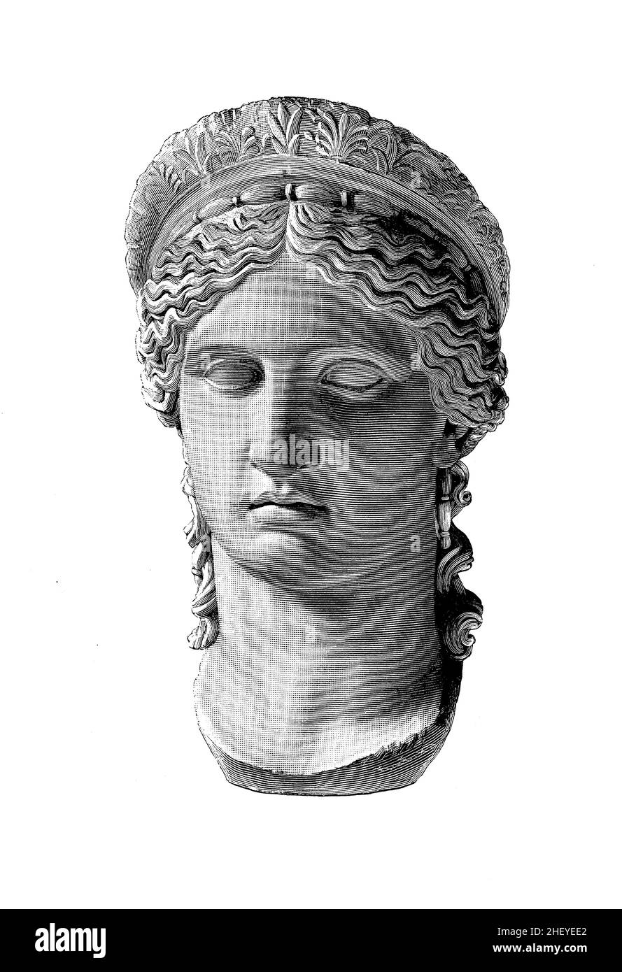 Juno or Hera Ludovisi, colossal marble head of the Roman antique goddess,Museo Nazionale Romano, Rome Stock Photo