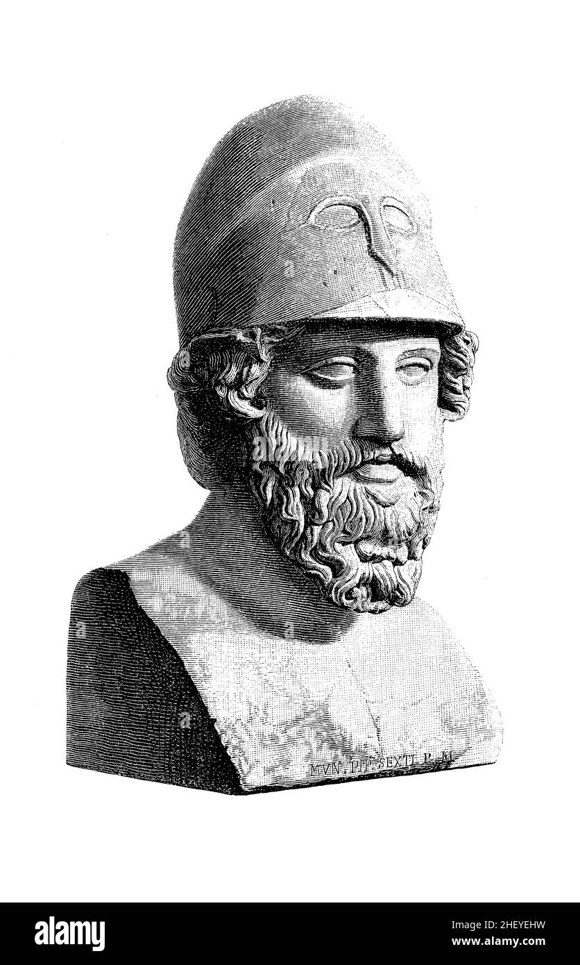 Bust and marble head of Themistocles Athenian politician and general, Vatican Museums Stock Photo