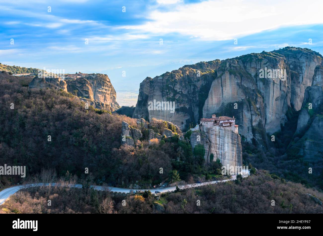 Meteora is one of the most impressive landmarks of Greece  located on the northern side of Greece in short distance from Trikala and Kalambaka. Stock Photo