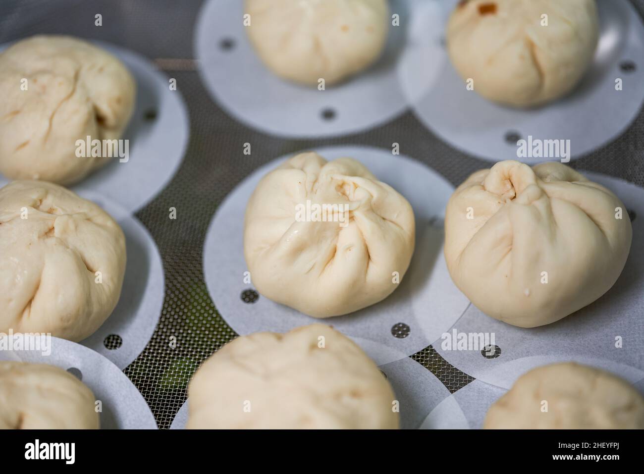 Finished fresh meat buns made in the kitchen Stock Photo Alamy