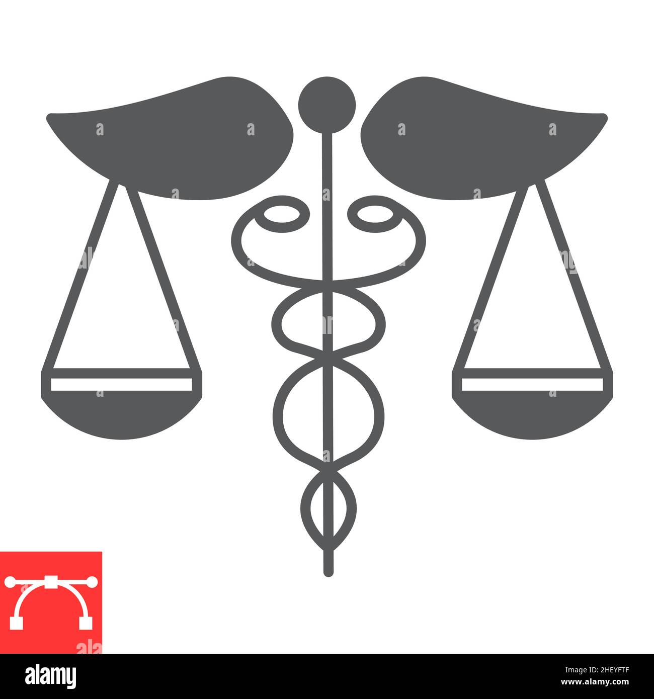 Health law glyph icon, medicine and justice, caduceus scale vector icon ...