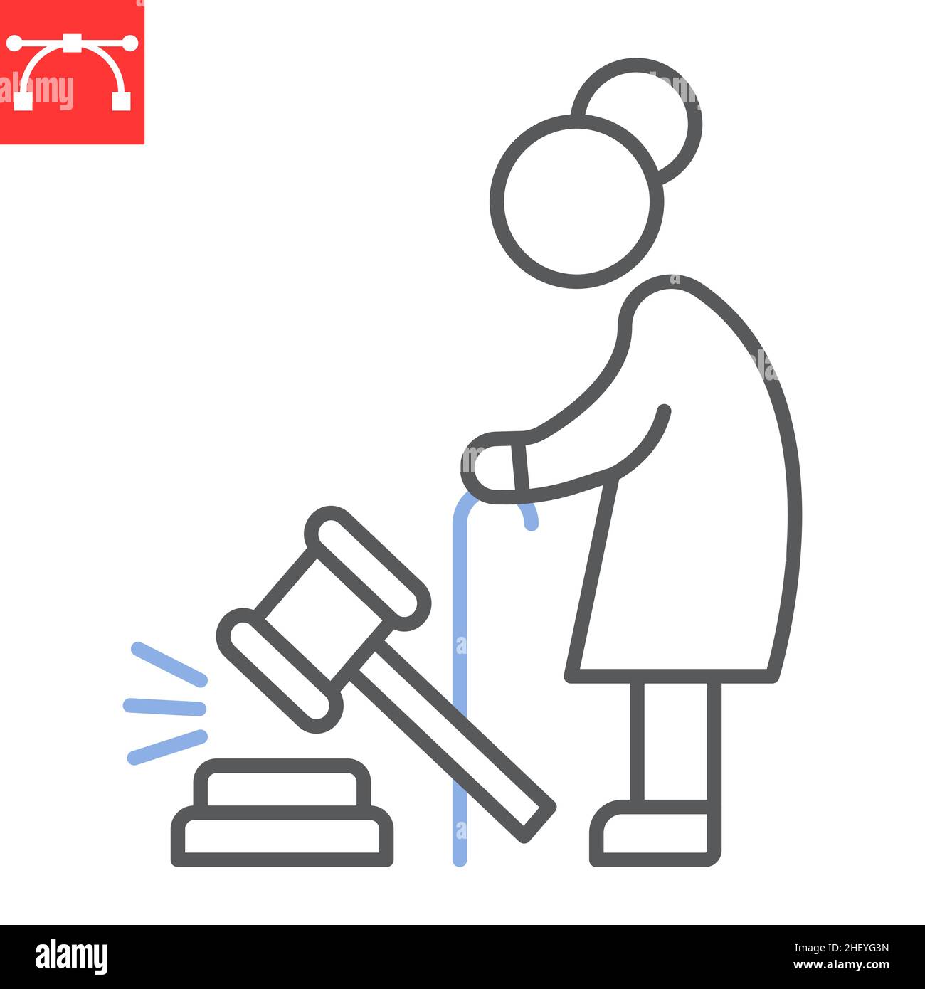Elder law line icon, guardianship and justice, grandmother vector icon ...