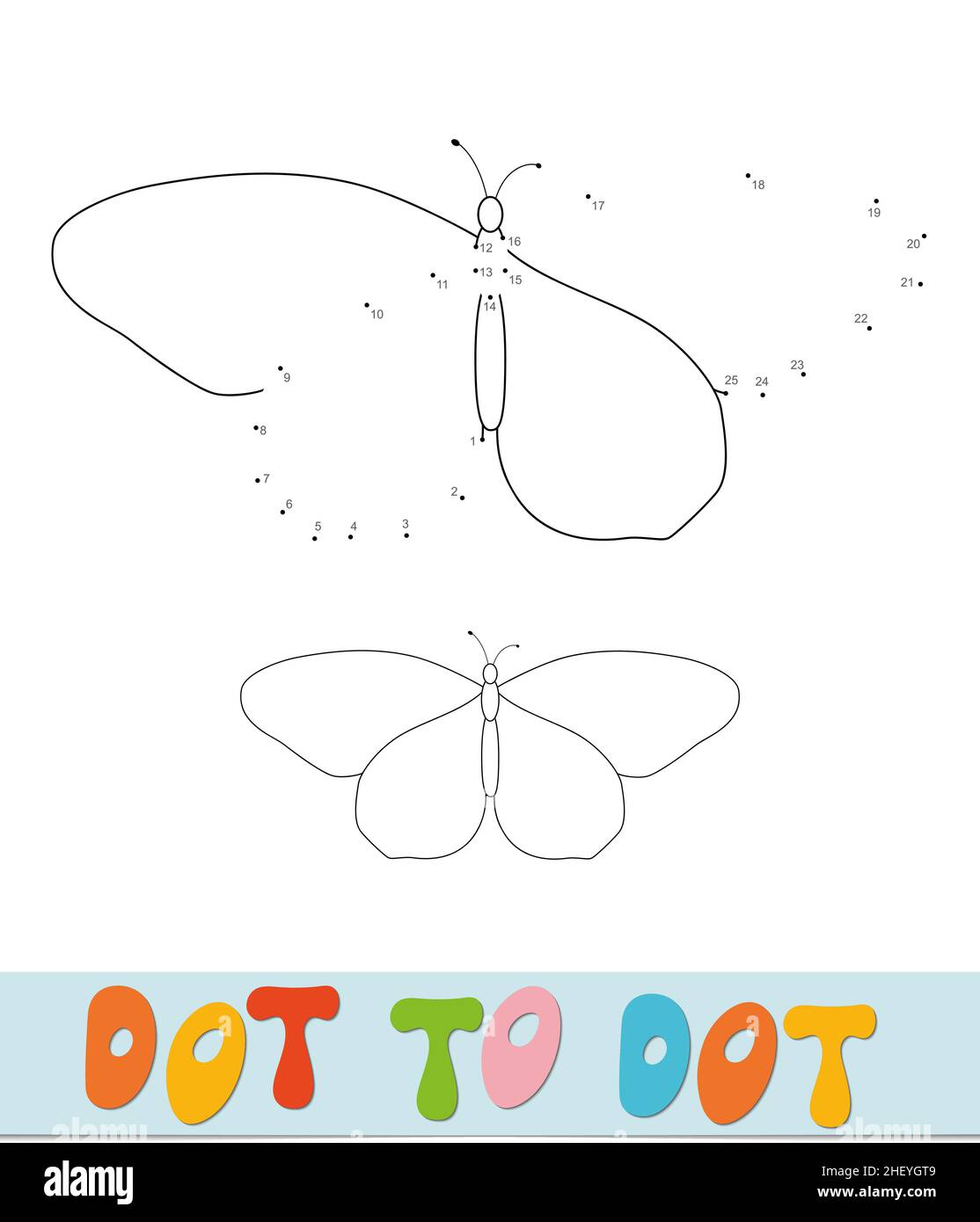Butterfly Dot to dot puzzle for children. Connect dots game Stock ...