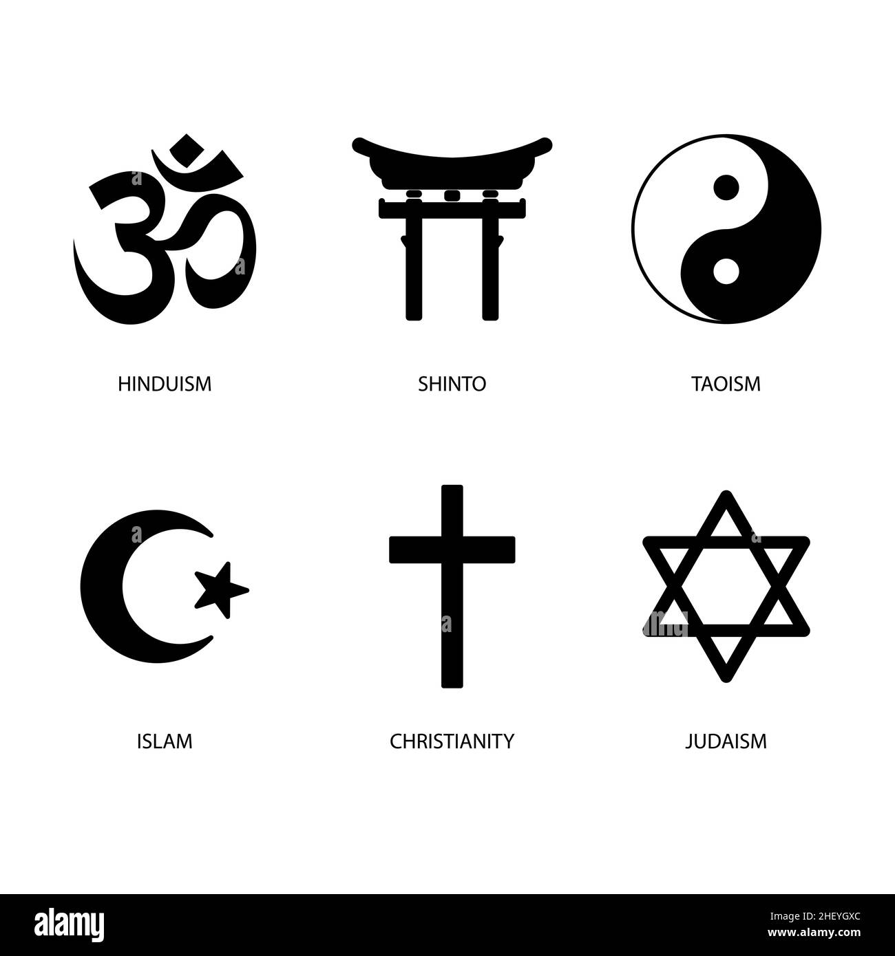 Flat design religious symbol set Vector illustration. Stock Vector