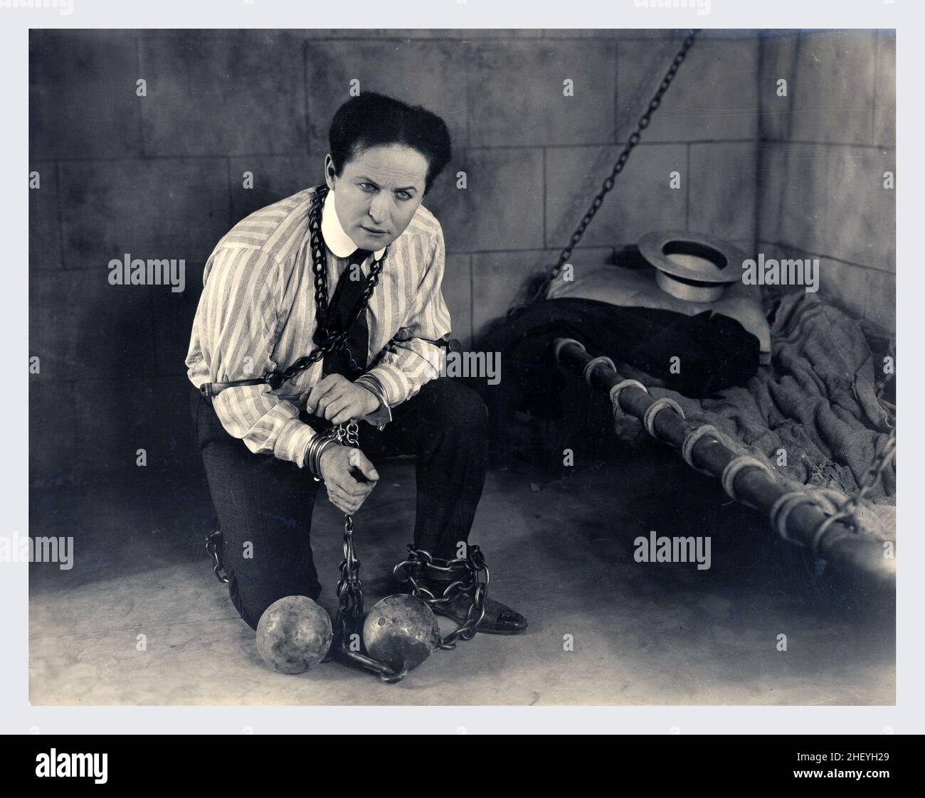 Vaudeville entertainer Harry Houdini, from the American film The Grim Game (1919). Stock Photo