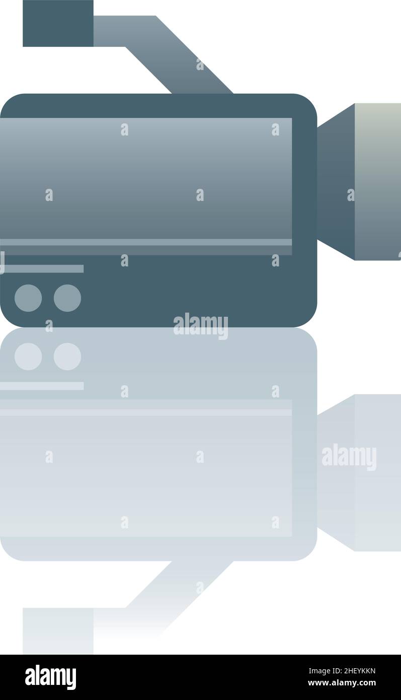 Color icon with reflection on the ground of a video camera Stock Vector ...