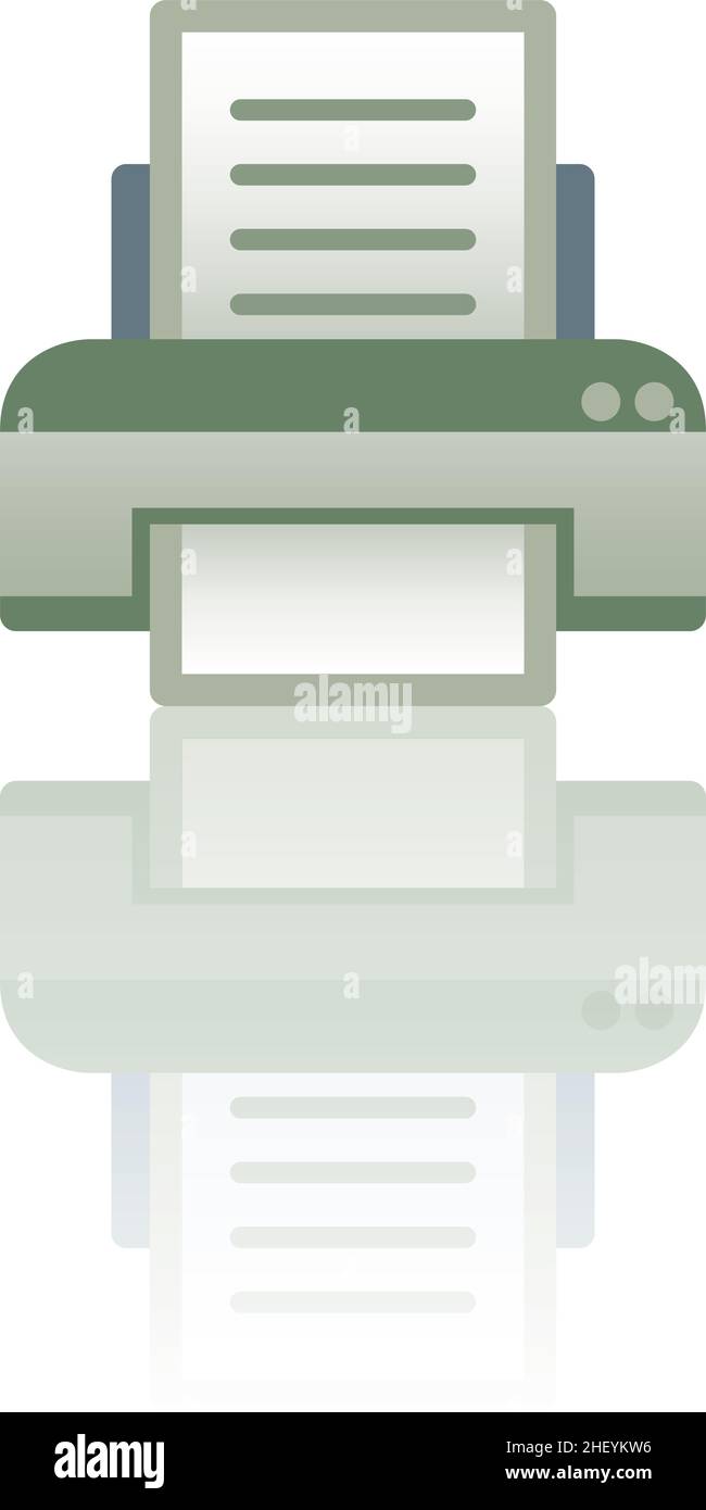 Color icon with reflection on the floor of a printer. Stock Vector