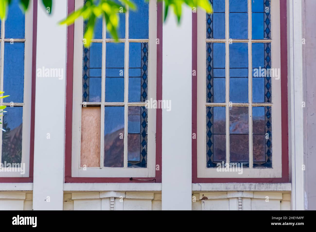 Vintage and old white wood square window from the heritage building ...