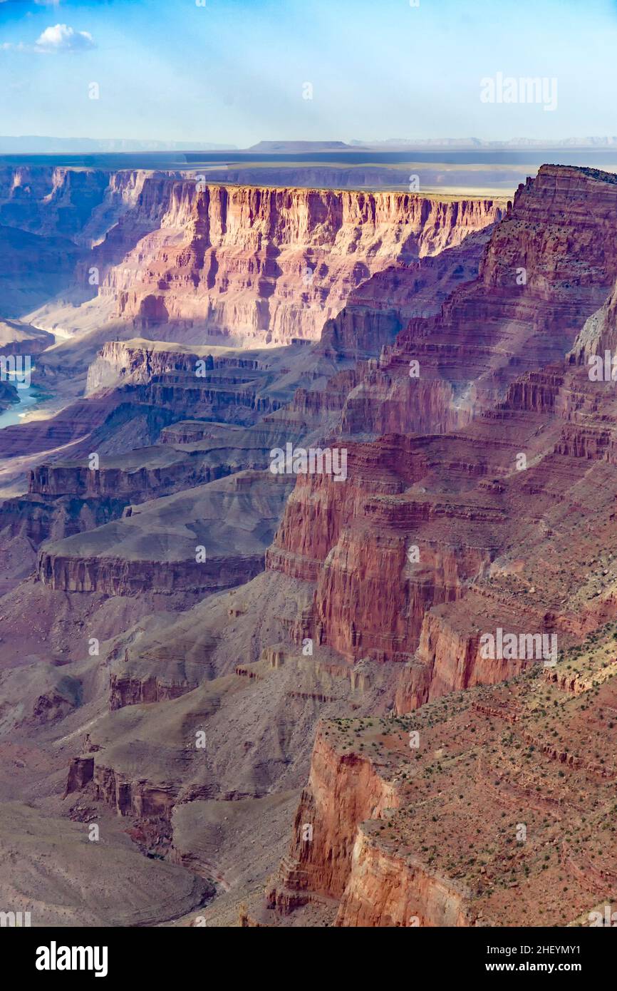 Grand canyon at sunrise with river Colorado Stock Photo